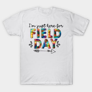 I'm Just Here For Field Day Leopard Tie Dye Last Day Of School T-Shirt